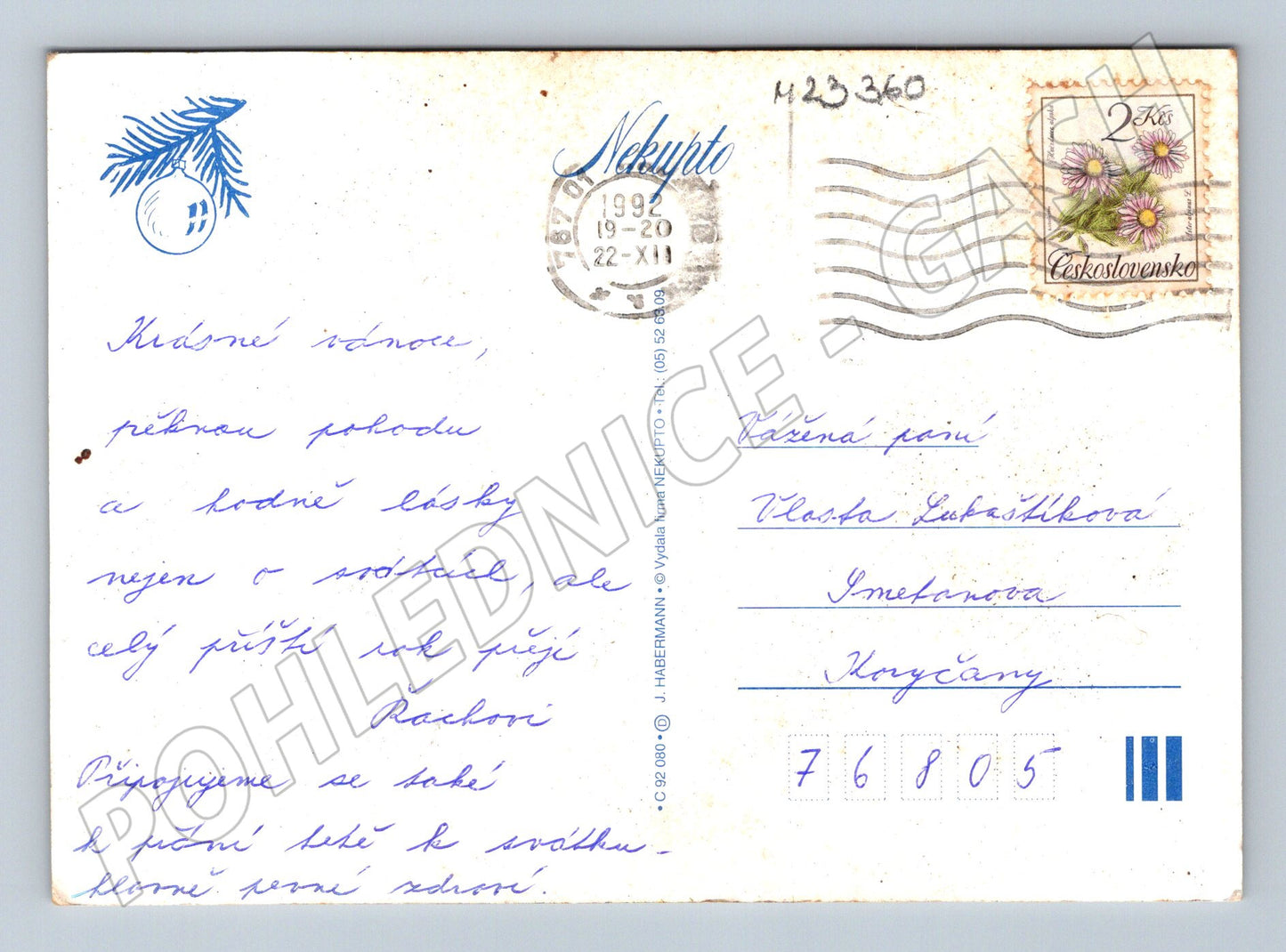 Pohlednice Zimní vesnice Vánoce 1992 (M23360)