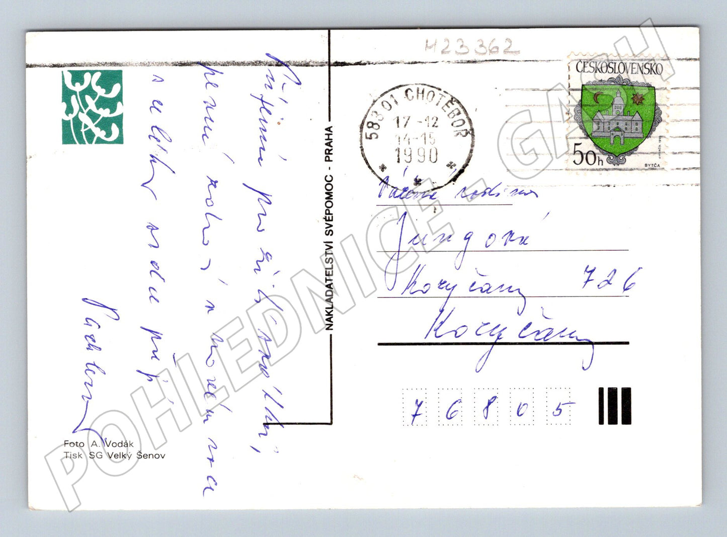 Pohlednice vánoční motiv svíčky a ořechy 1990 (M23362)