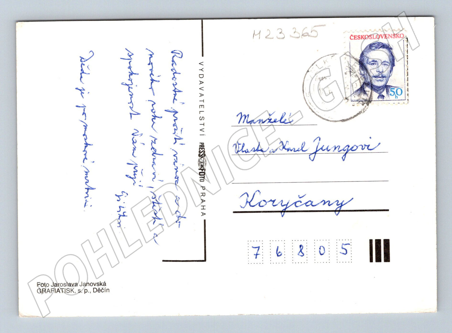 Pohlednice Nový rok s přípitkem a hodinami (M23365)