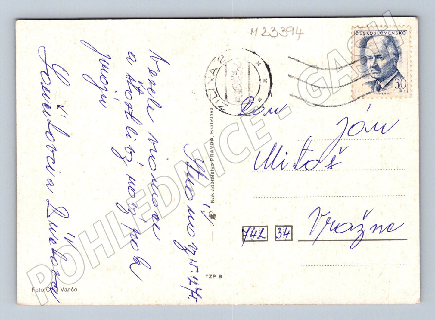 Pohlednice Slovensko vánoční stromek svíčky 1974 (M23394)
