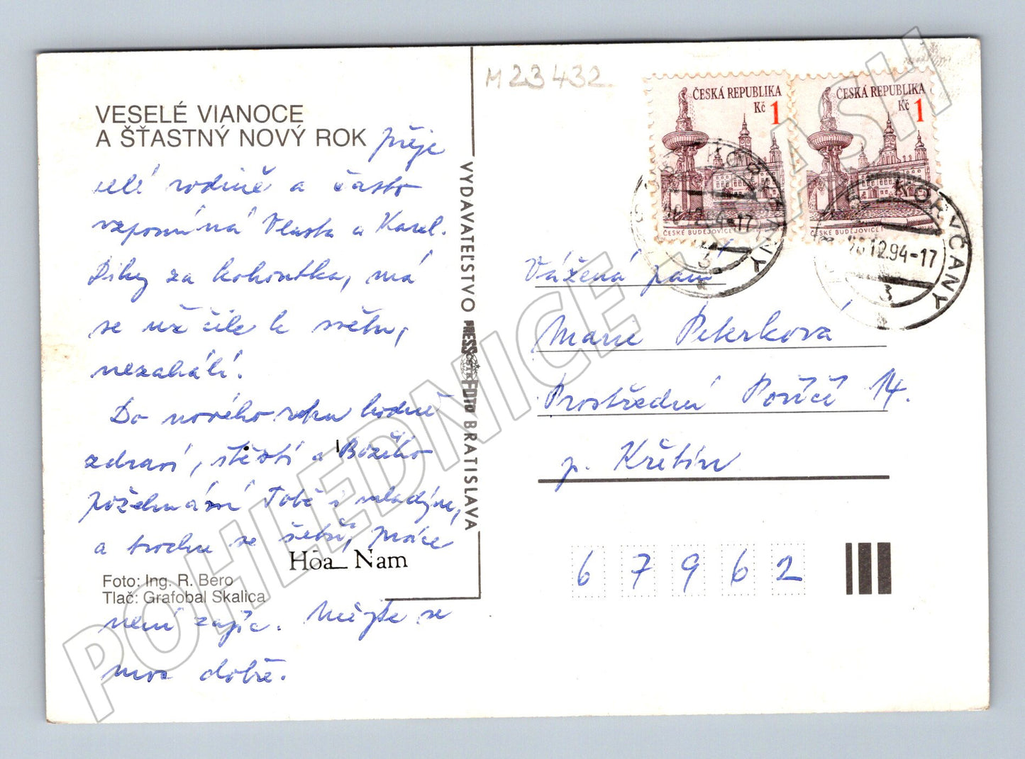 Pohlednice Zimní krajina chata 1994 (M23432)