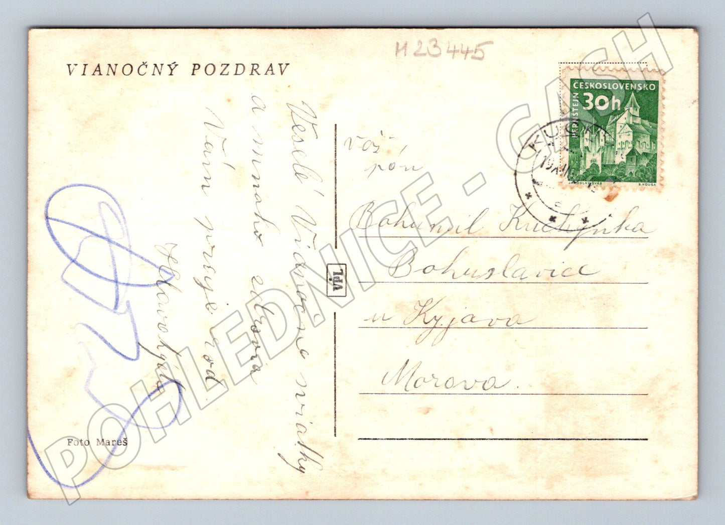 Pohlednice Československo vánoční ozdoby svícen (M23445)