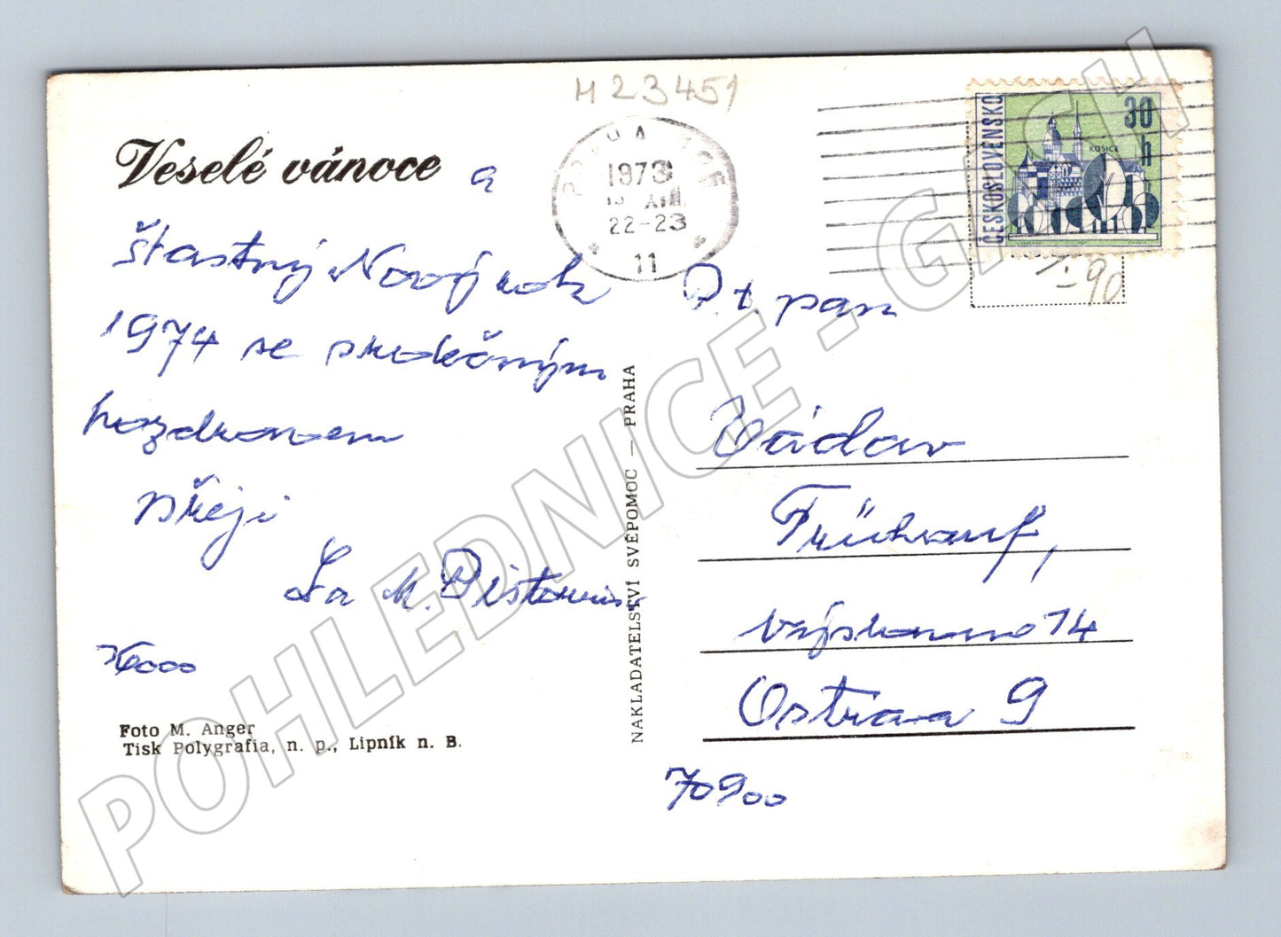Pohlednice Vánoční zátiší s ovocem 1973 (M23451)