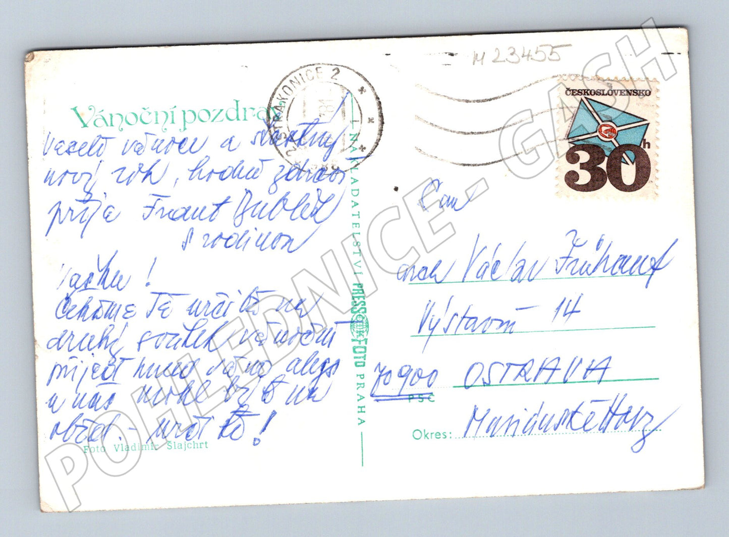 Pohlednice Vánoce výzdoba prskavka (M23455)