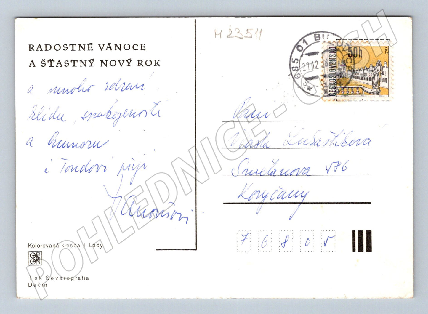 Pohlednice Josef Lada vánoční vesnice koledníci 1933 (M23511)