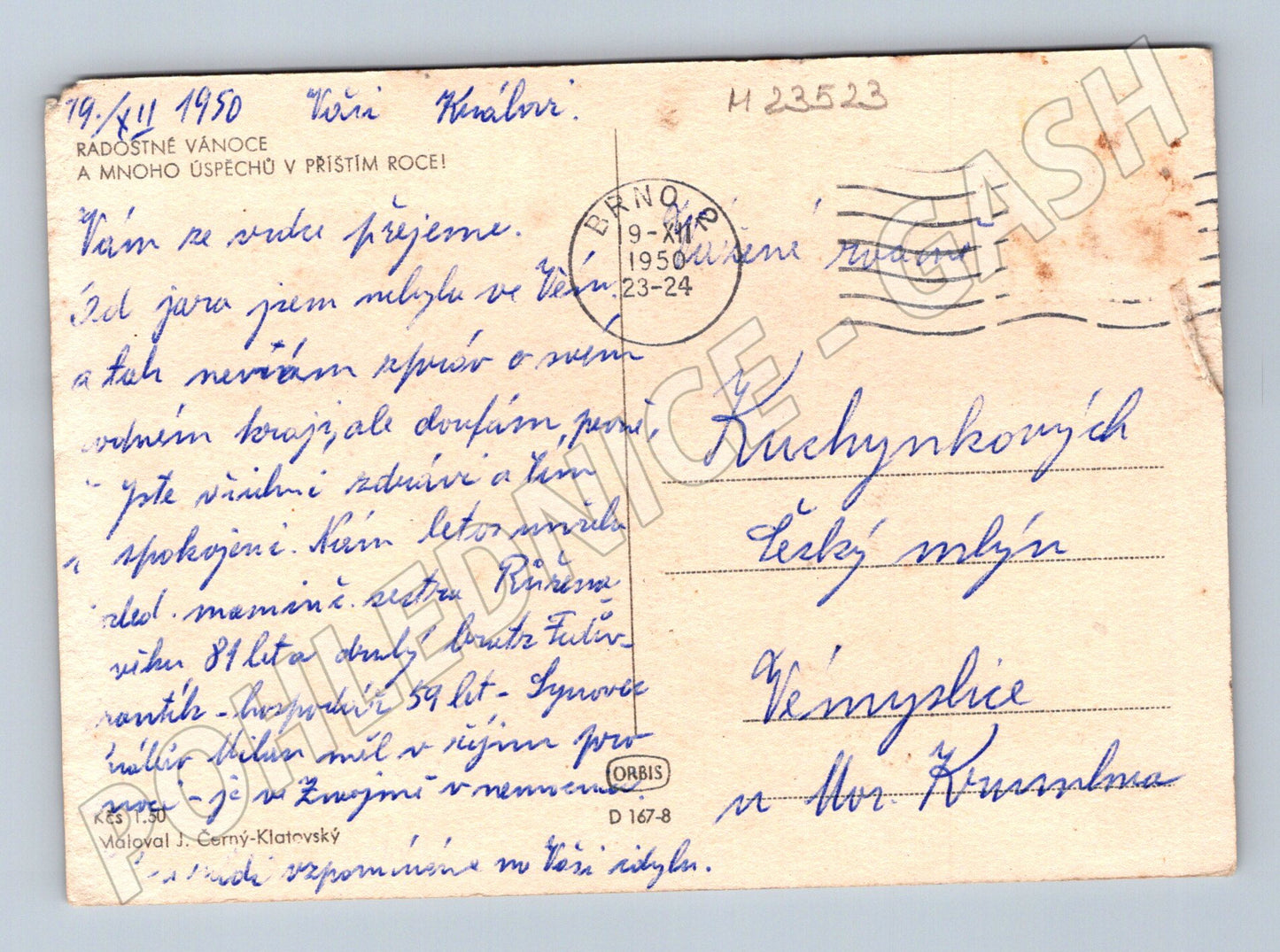 Pohlednice dívka bruslení pád 1950 (M23523)