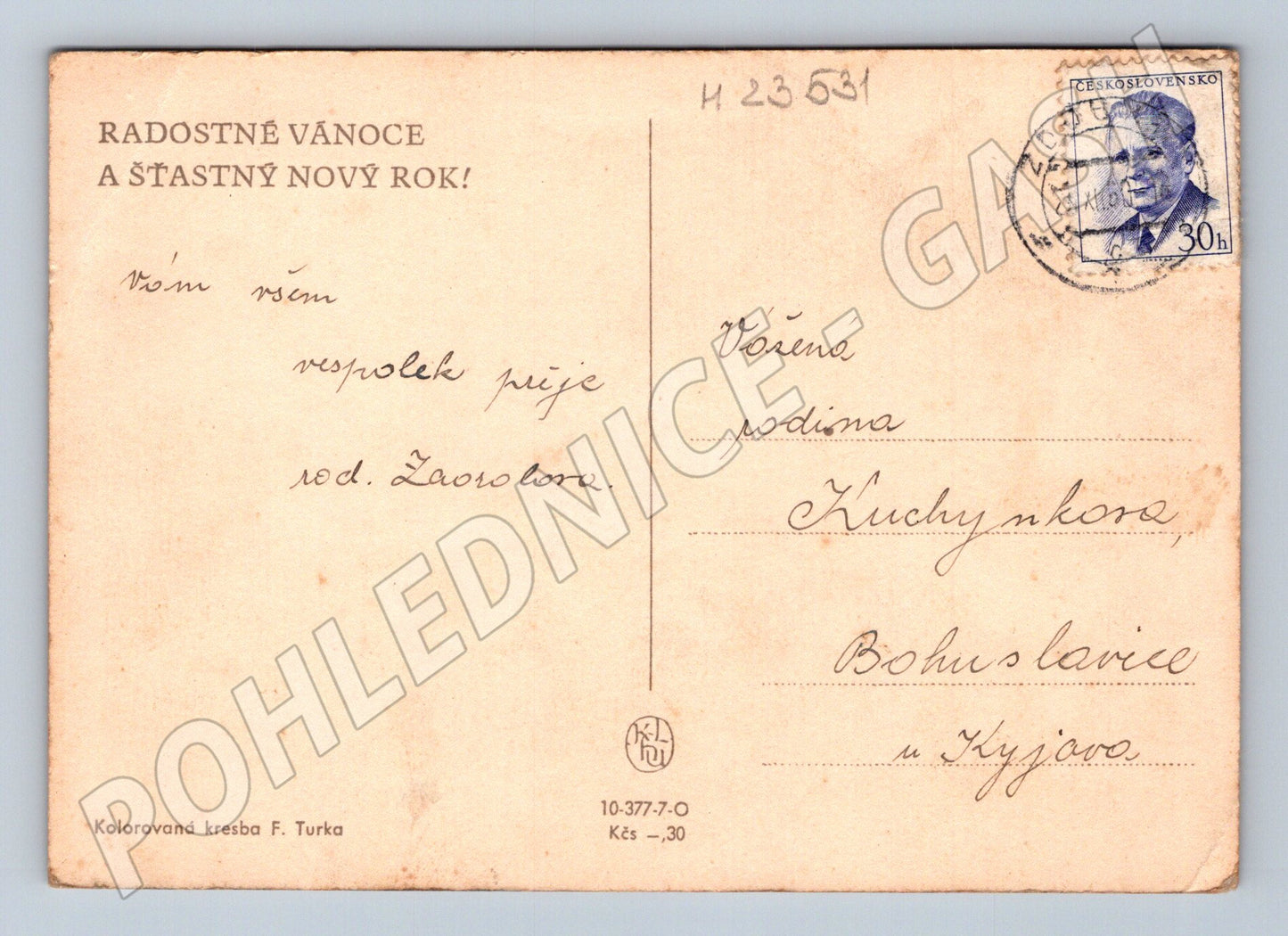 Pohlednice zimní krajina bruslení Vánoce 1930 (M23531)
