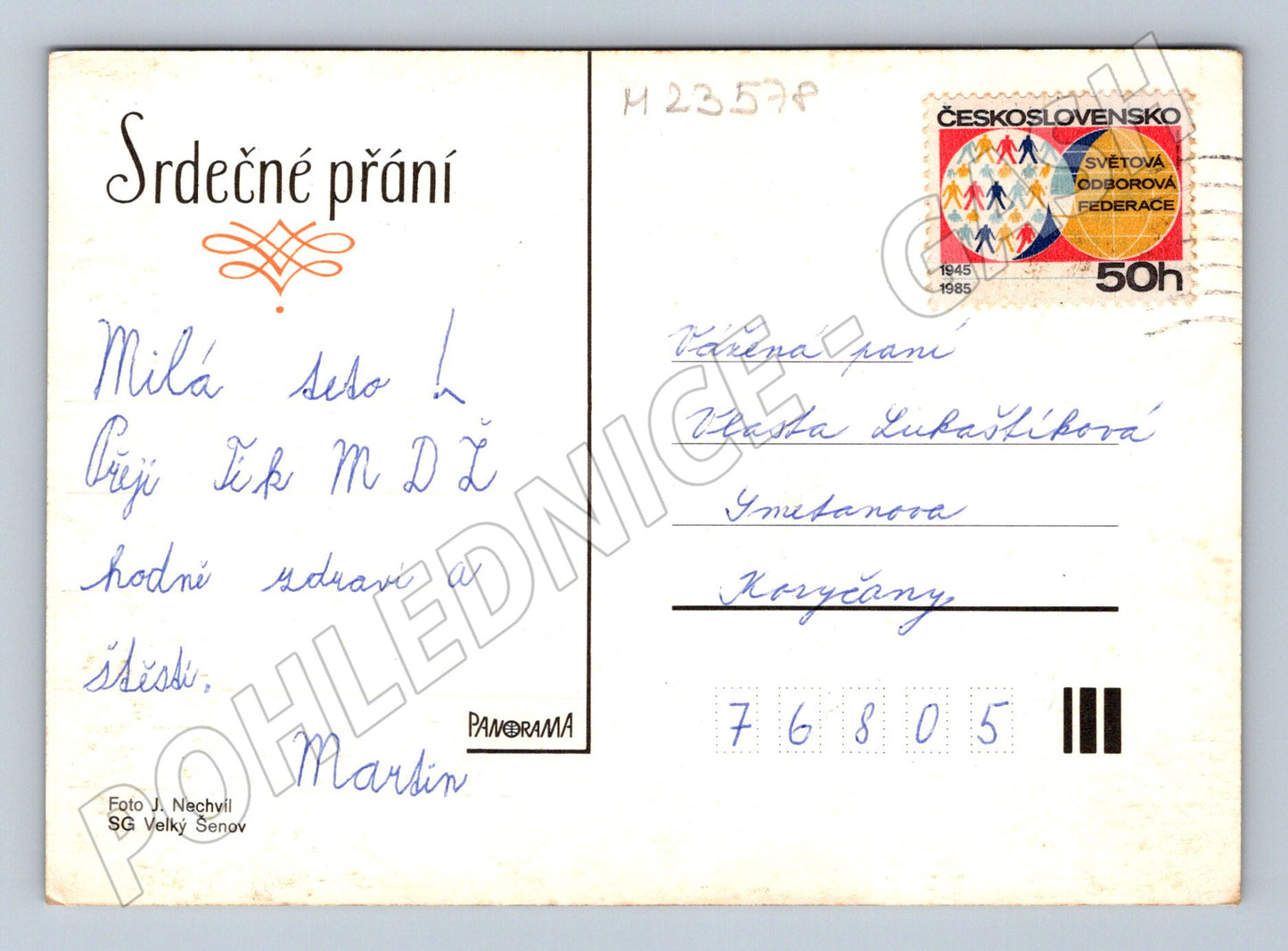 Pohlednice Květiny narcisy 1985 (M23578)
