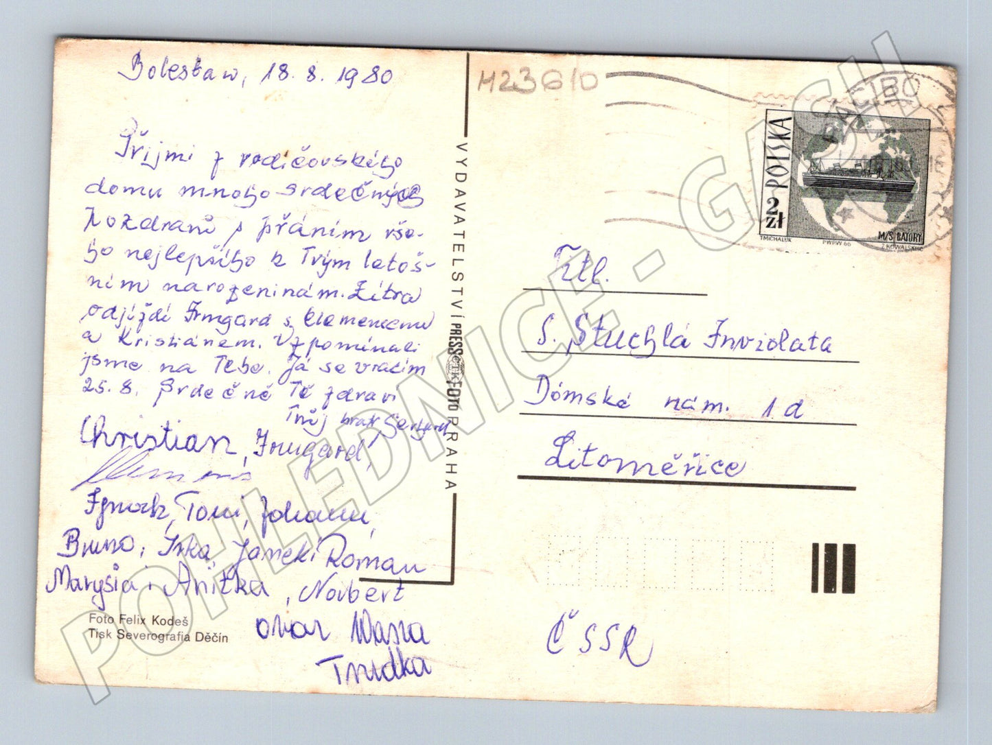Pohlednice červená růže 1980 (M23610)