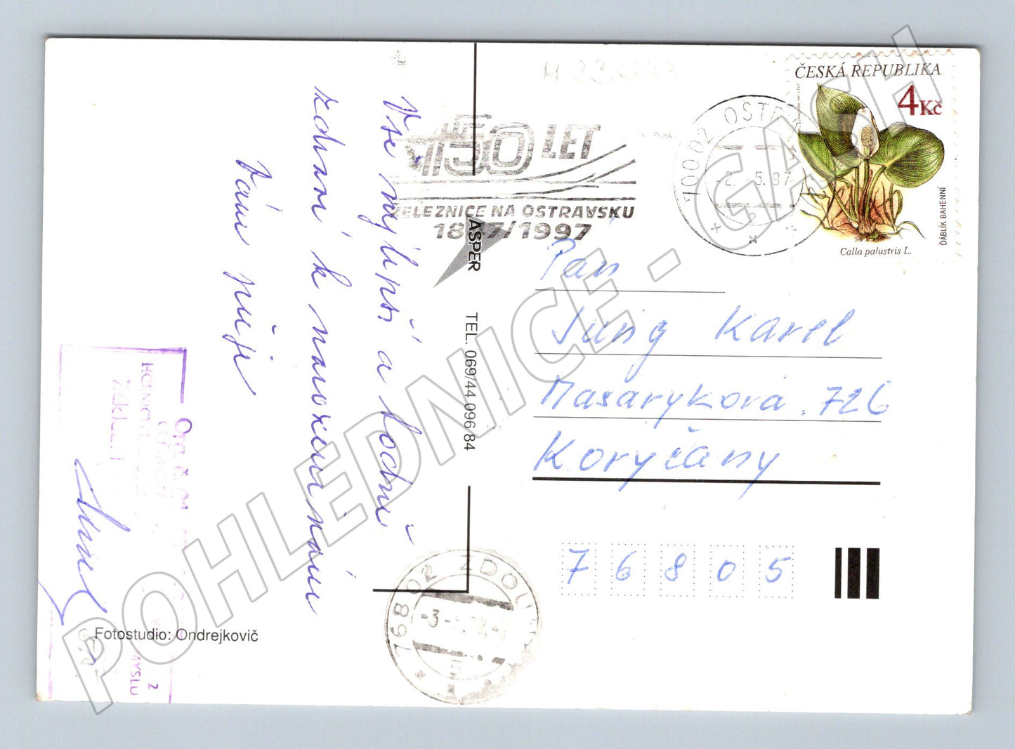 Pohlednice Srdečné blahopřání růže 1997 (M23643)