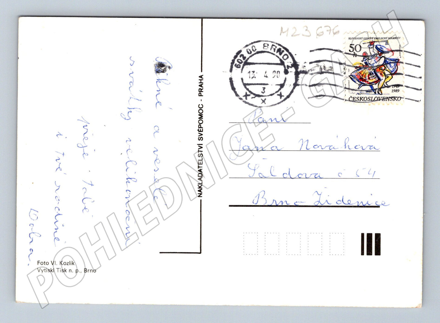 Pohlednice Kytice květin ve váze 1989 (M23676)
