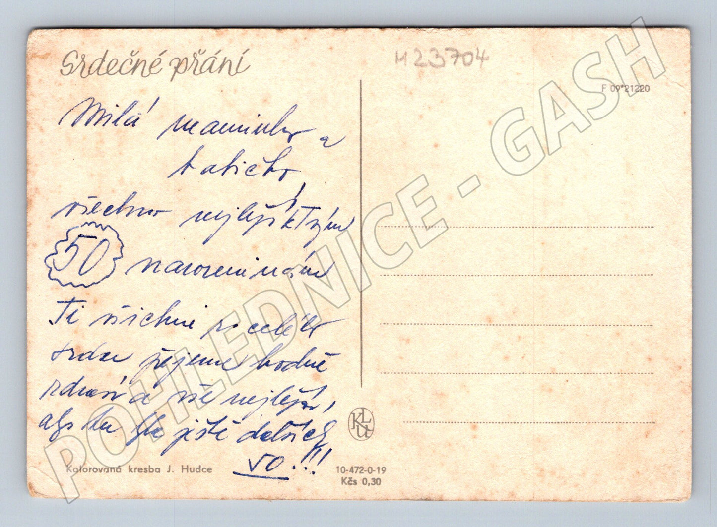 Pohlednice květiny ve váze kresba (M23704)