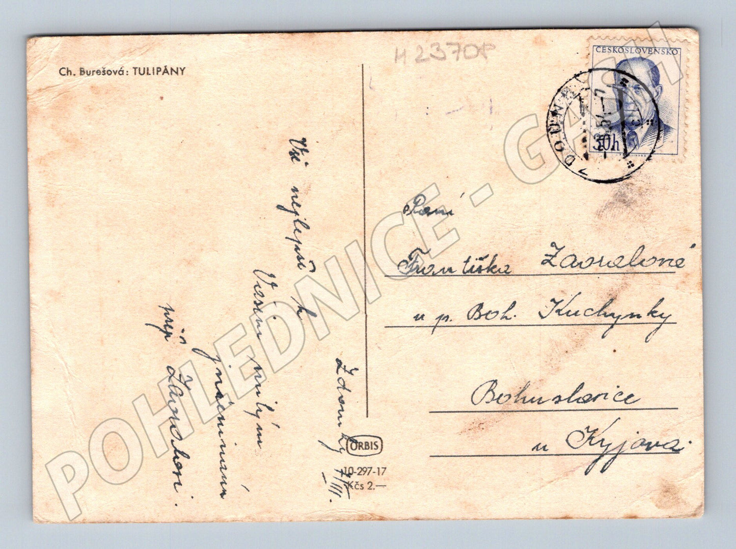 Pohlednice kytice tulipánů Srdečné přání 1930 (M23708)