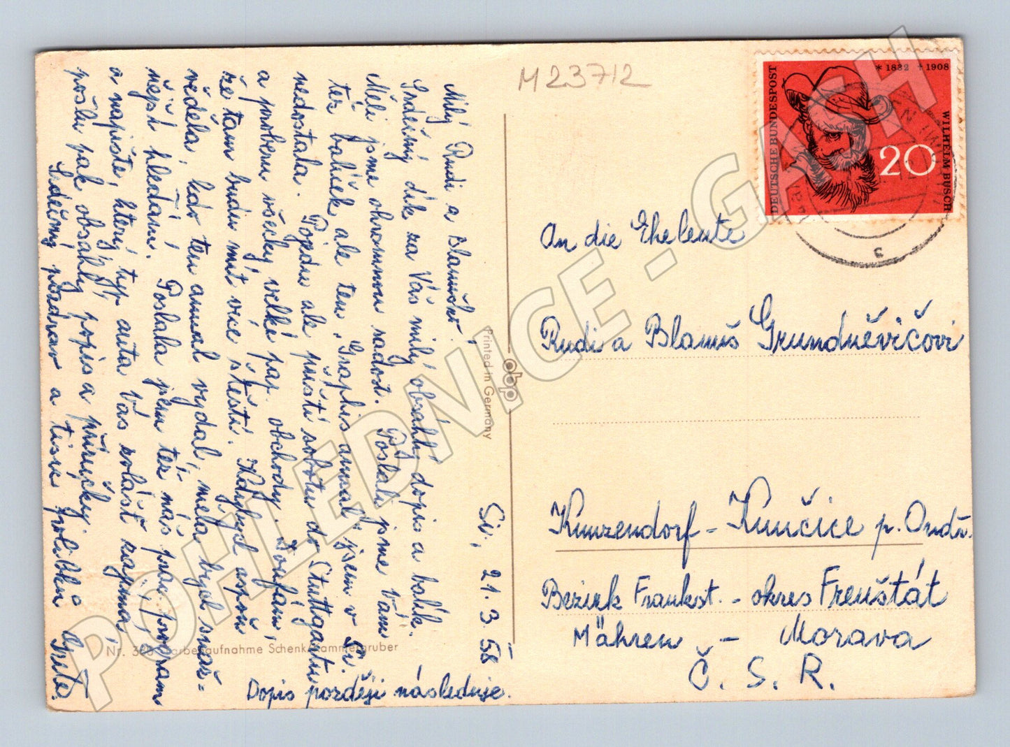 Pohlednice Německo Velikonoční květiny 1958 (M23712)