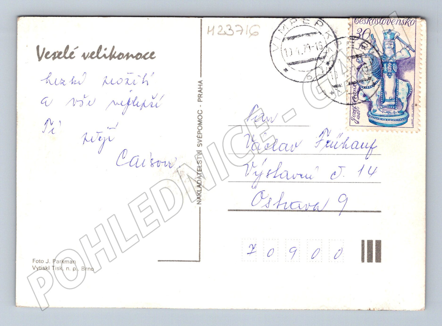 Pohlednice Velikonoce vajíčka a kočičky (M23716)