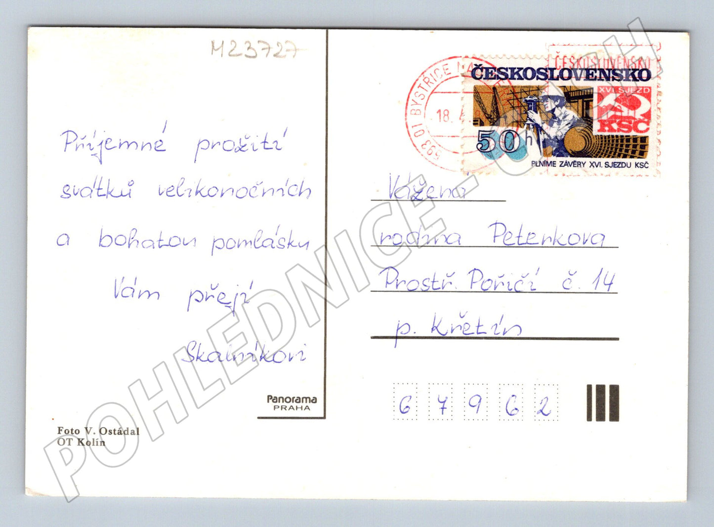 Pohlednice Velikonoční motiv s pečivem a vajíčky (M23727)