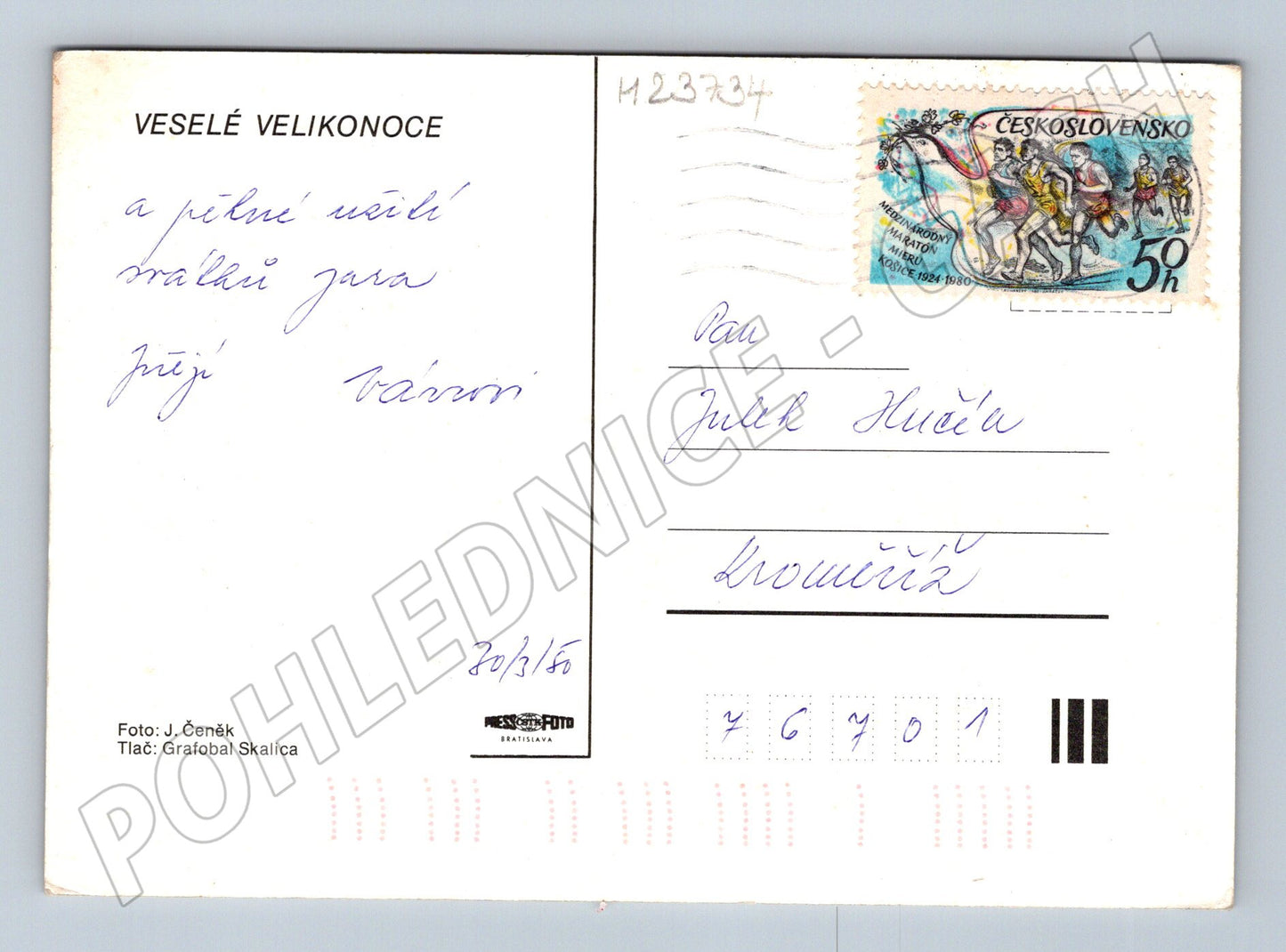 Pohlednice Velikonoční vajíčka květiny 1980 (M23734)