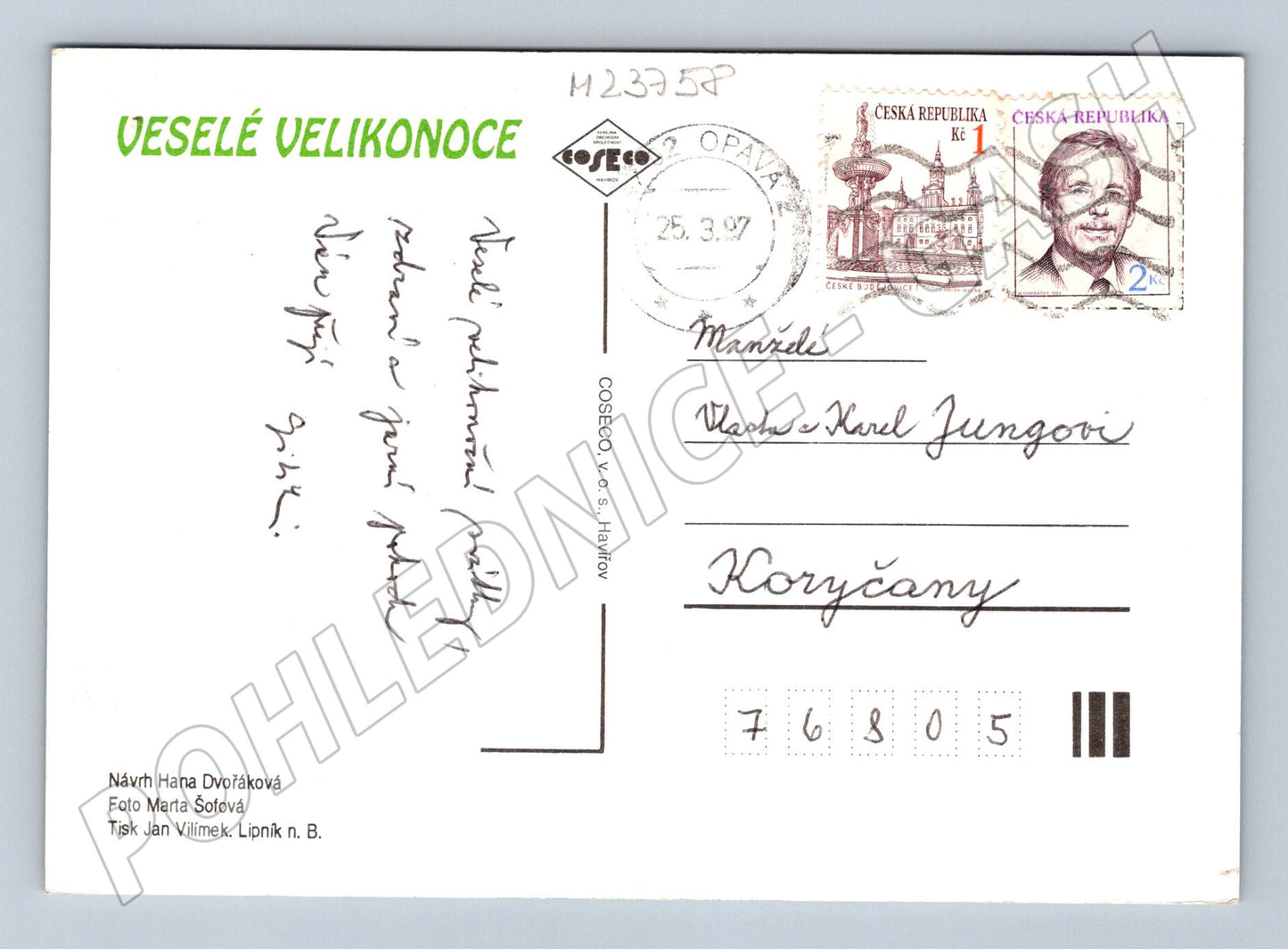 Pohlednice velikonoční aranžmá 1997 (M23758)