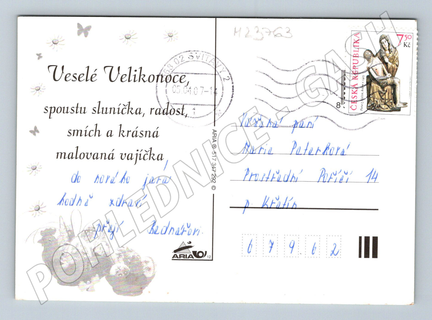 Pohlednice Velikonoce koš s vajíčky 2008 (M23763)