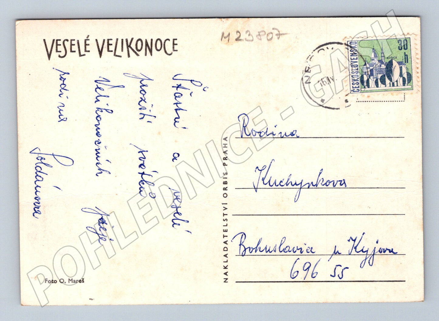 Pohlednice Velikonoce kuřátko kraslice (M23807)