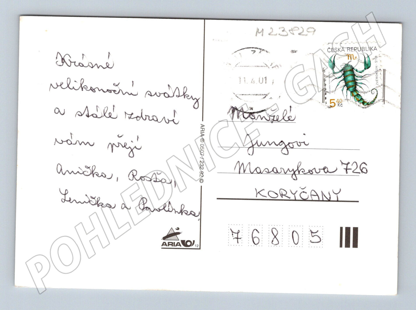 Pohlednice Velikonoční košík s vajíčky 2001 (M23829)