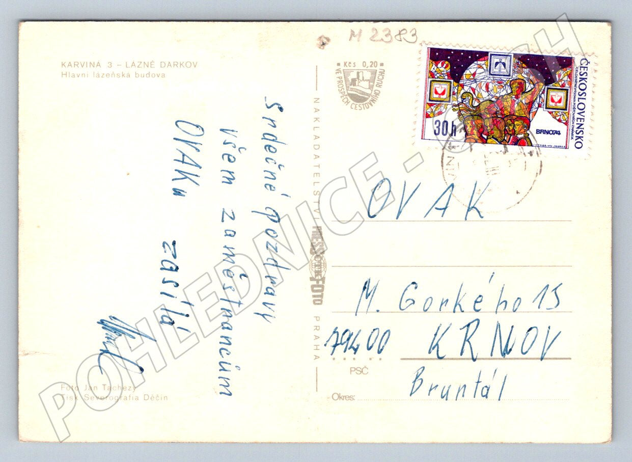 Pohlednice Karviná Lázně Darkov hlavní lázeňská budova PP (M2383)