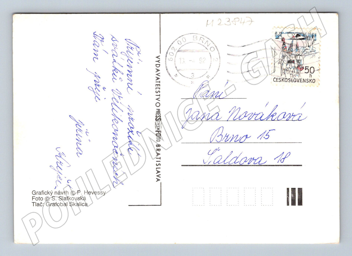 Pohlednice Velikonoční primule vejce 1992 (M23847)