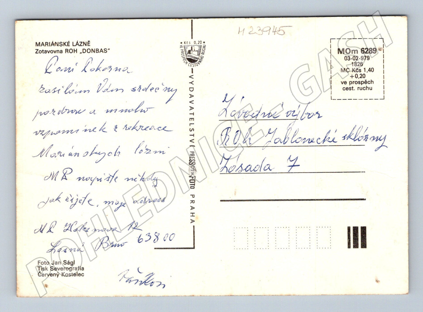 Pohlednice Mariánské Lázně Donbas 1978 (M23945)