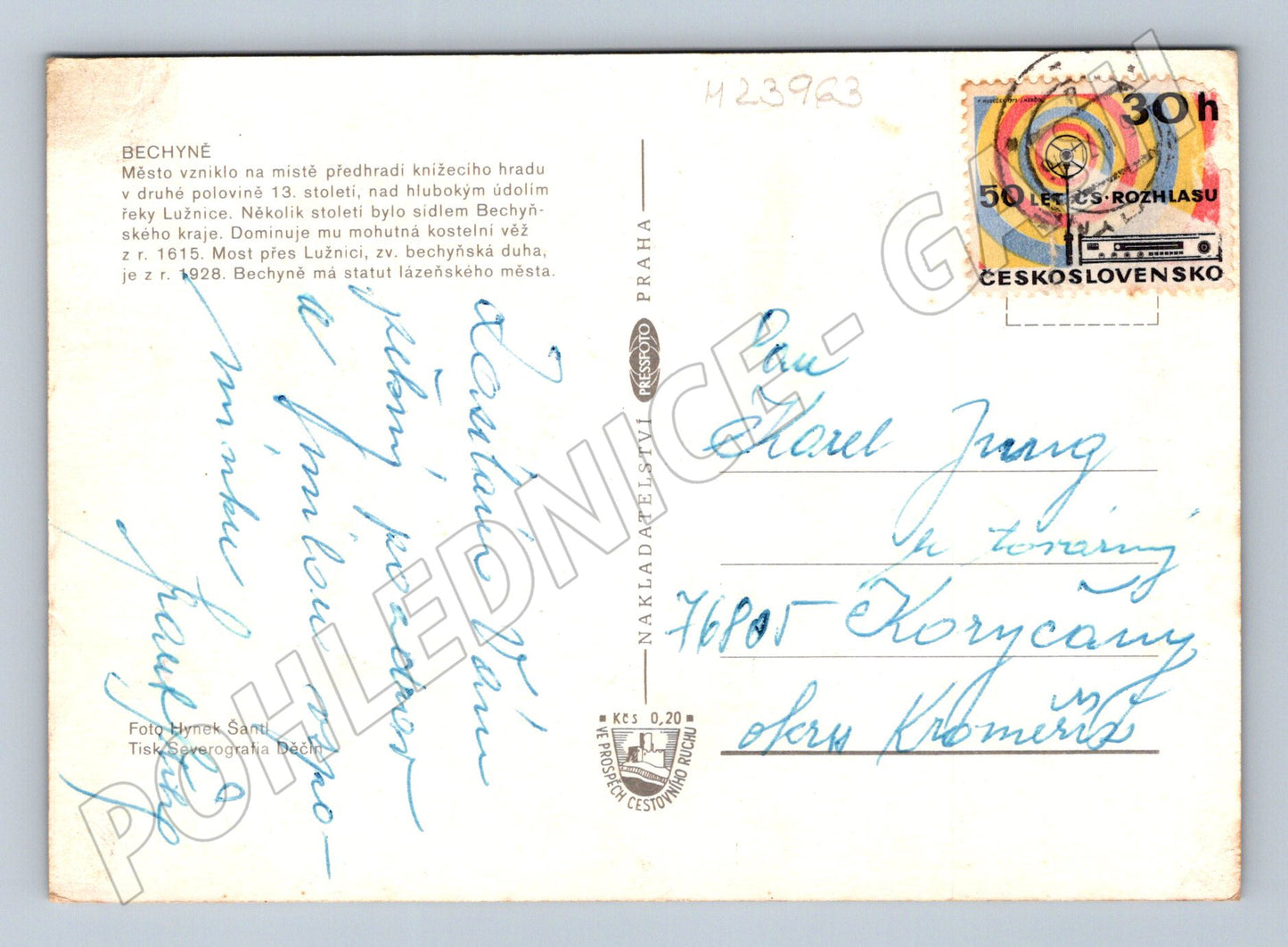 Pohlednice Bechyně multi-pohled 1973 (M23963)