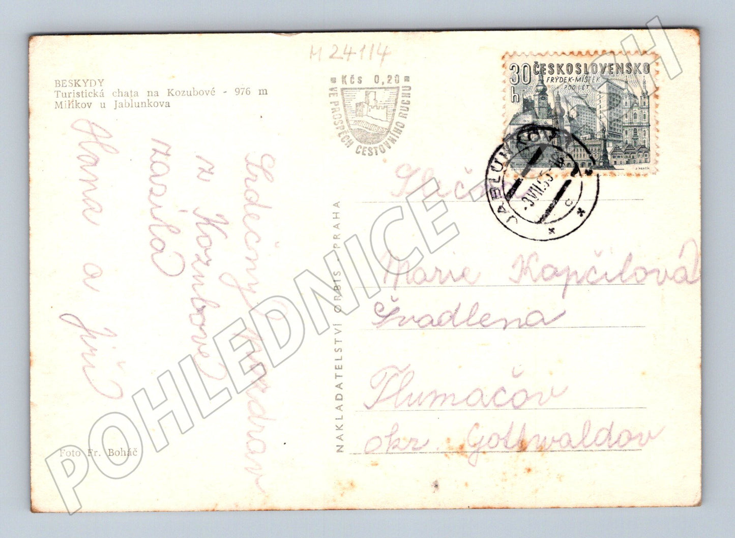 Pohlednice Kozubová chata Beskydy 1948 (M24114)