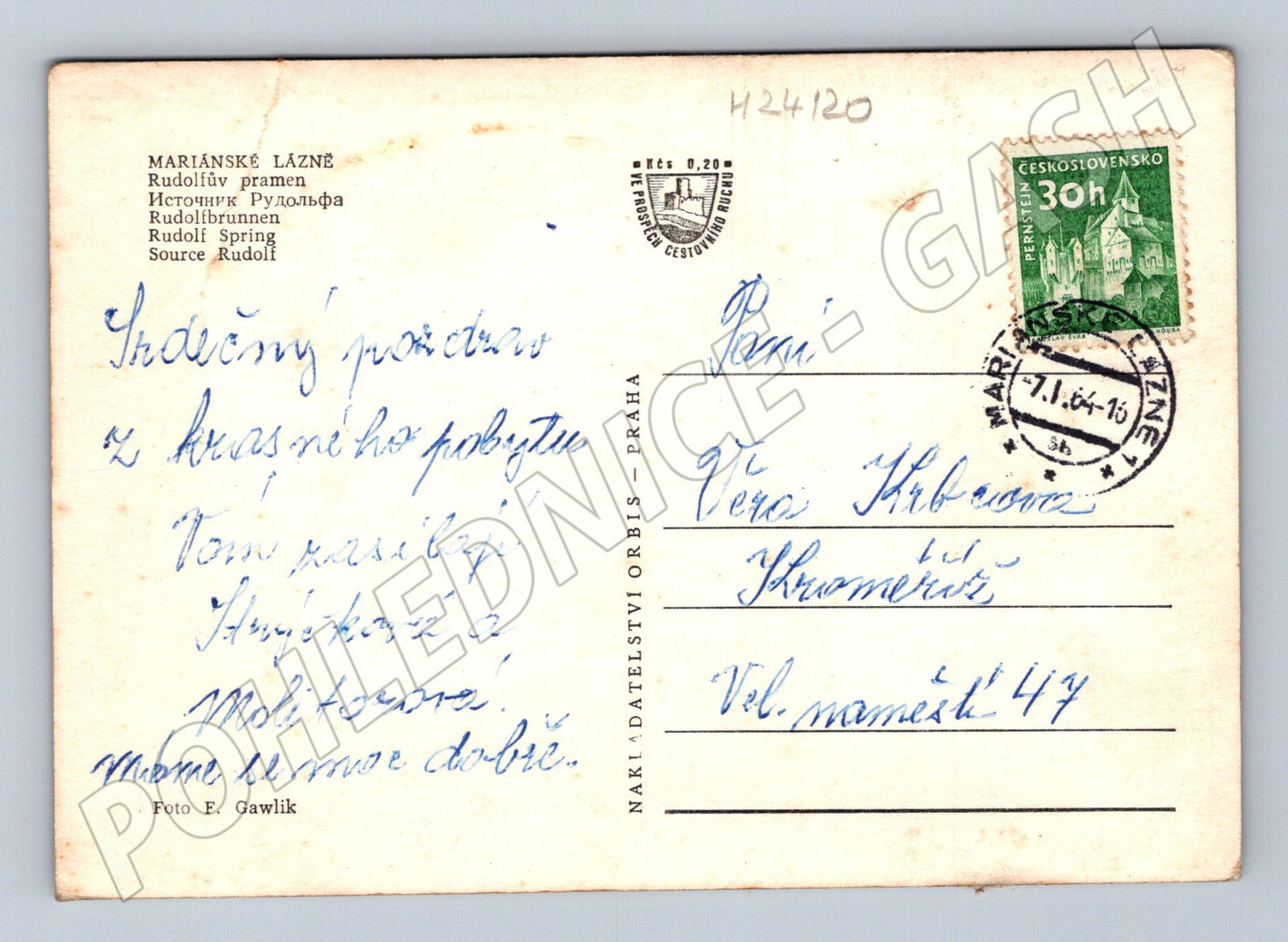 Pohlednice Mariánské Lázně Rudolfův pramen 1964 (M24120)