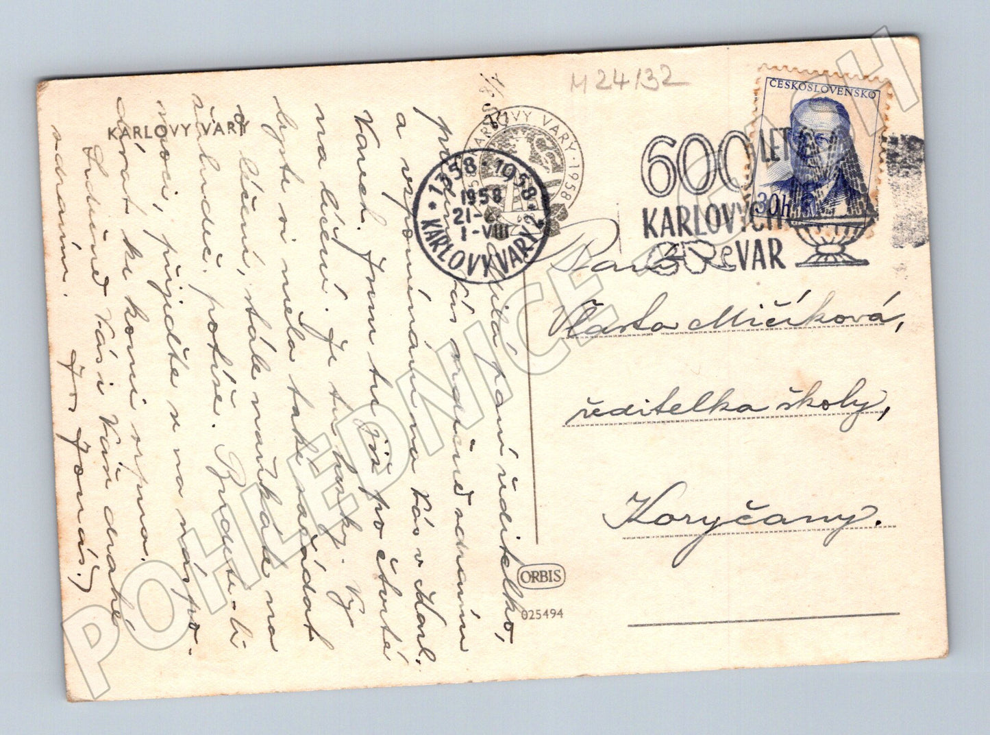 Pohlednice Karlovy Vary celkový pohled 1958 (M24132)