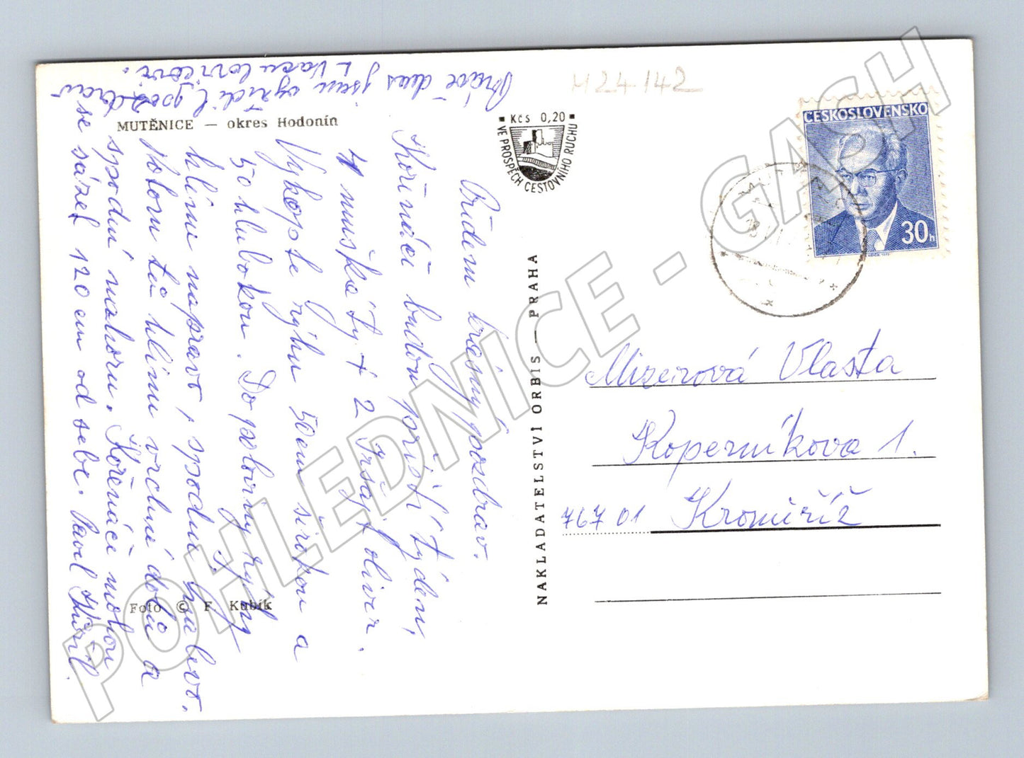 Pohlednice Mutenice ulice s auty (M24142)