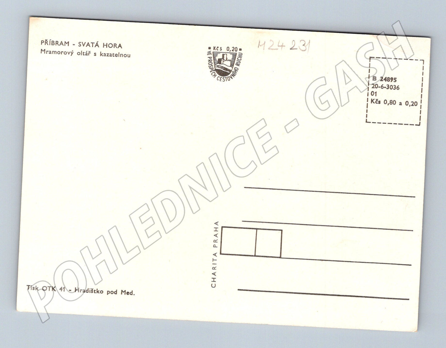 Pohlednice Příbram Svatá Hora mramorový oltář (M24231)