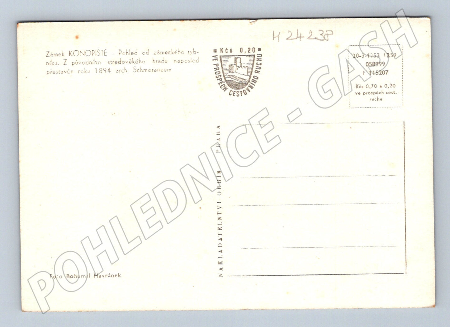 Pohlednice Konopiště zámek od rybníka (M24238)
