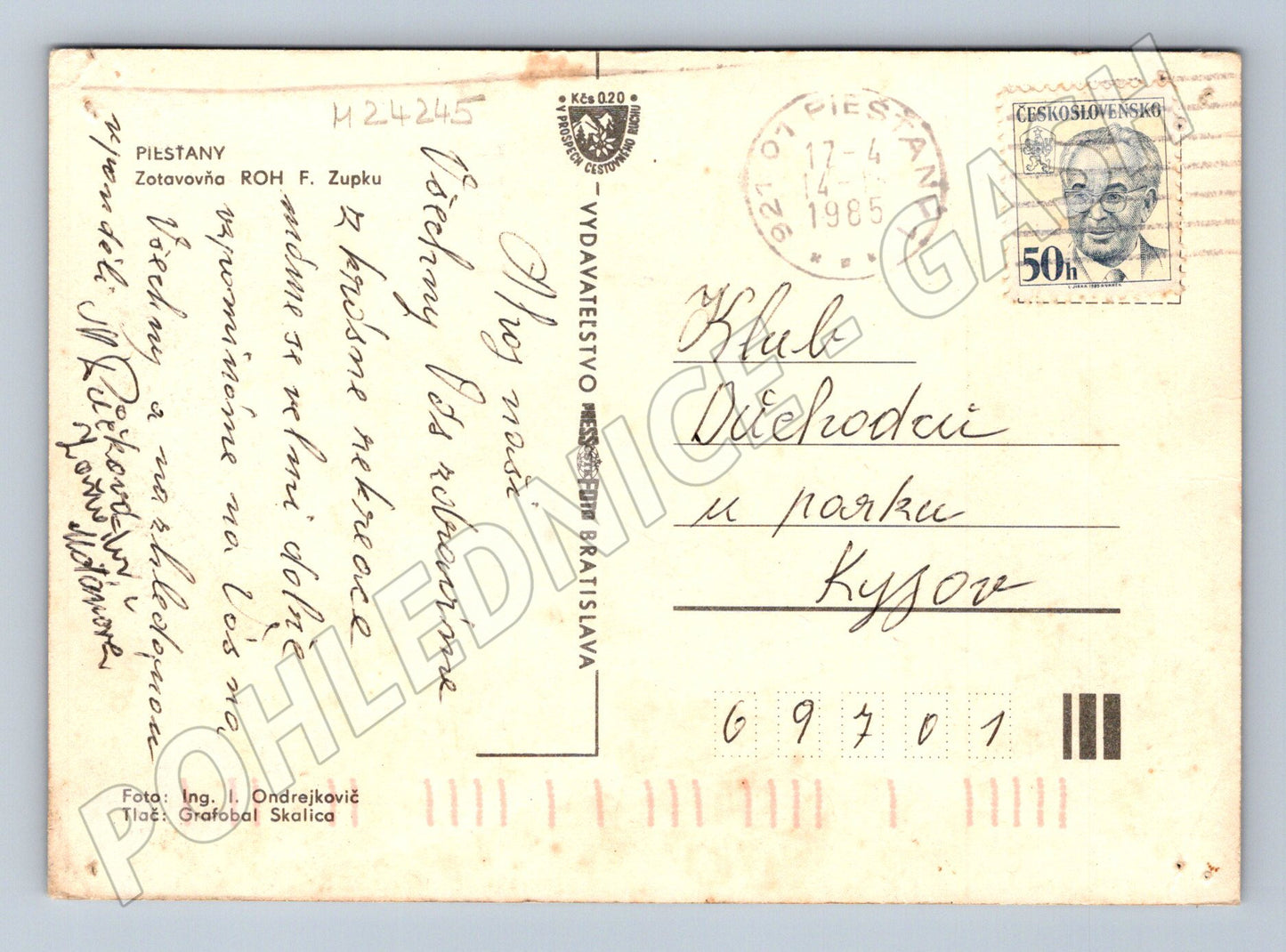 Pohlednice Slovensko Piešťany moderní budova 1985 (M24245)