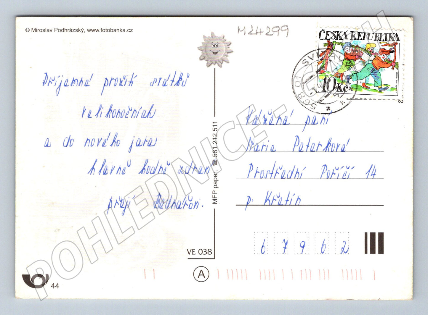 Pohlednice Velikonoce vajíčka pomlázka 1995 (M24299)
