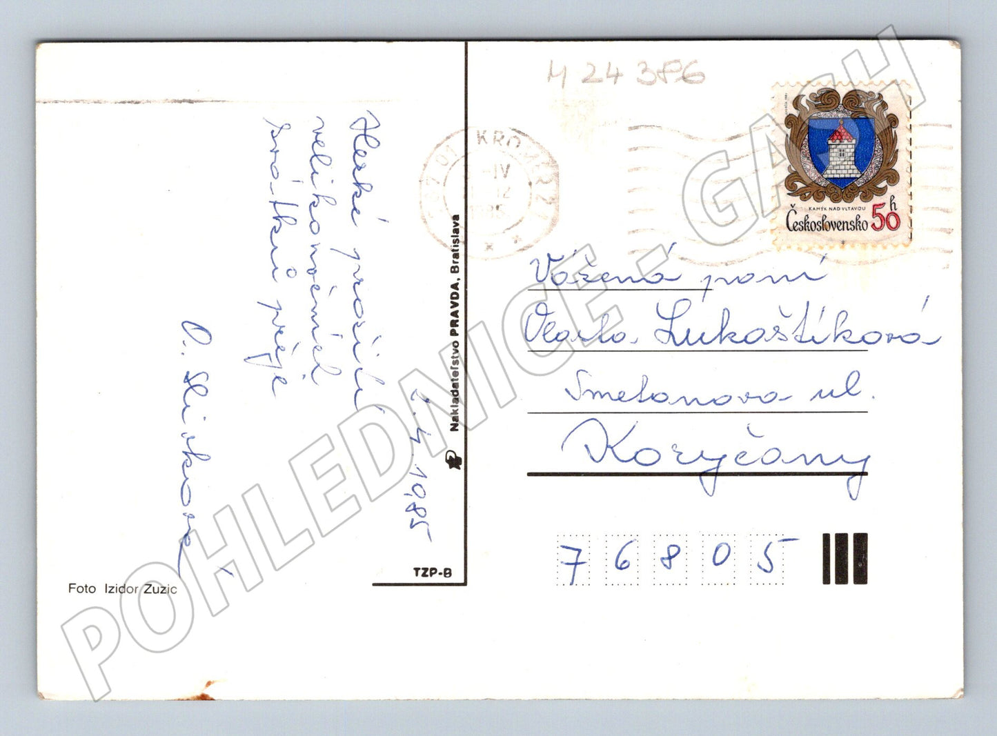 Pohlednice Velikonoční kočičky a vejce 1985 (M24386)