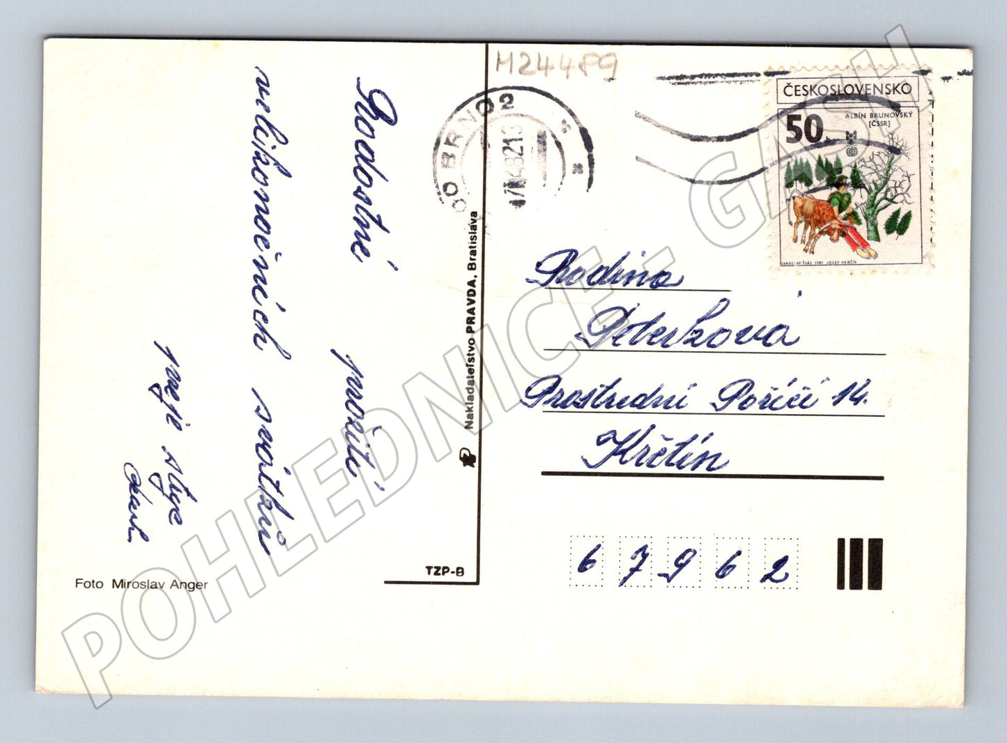 Pohlednice Velikonoční motiv forsythie a vejce 197x (M24489)