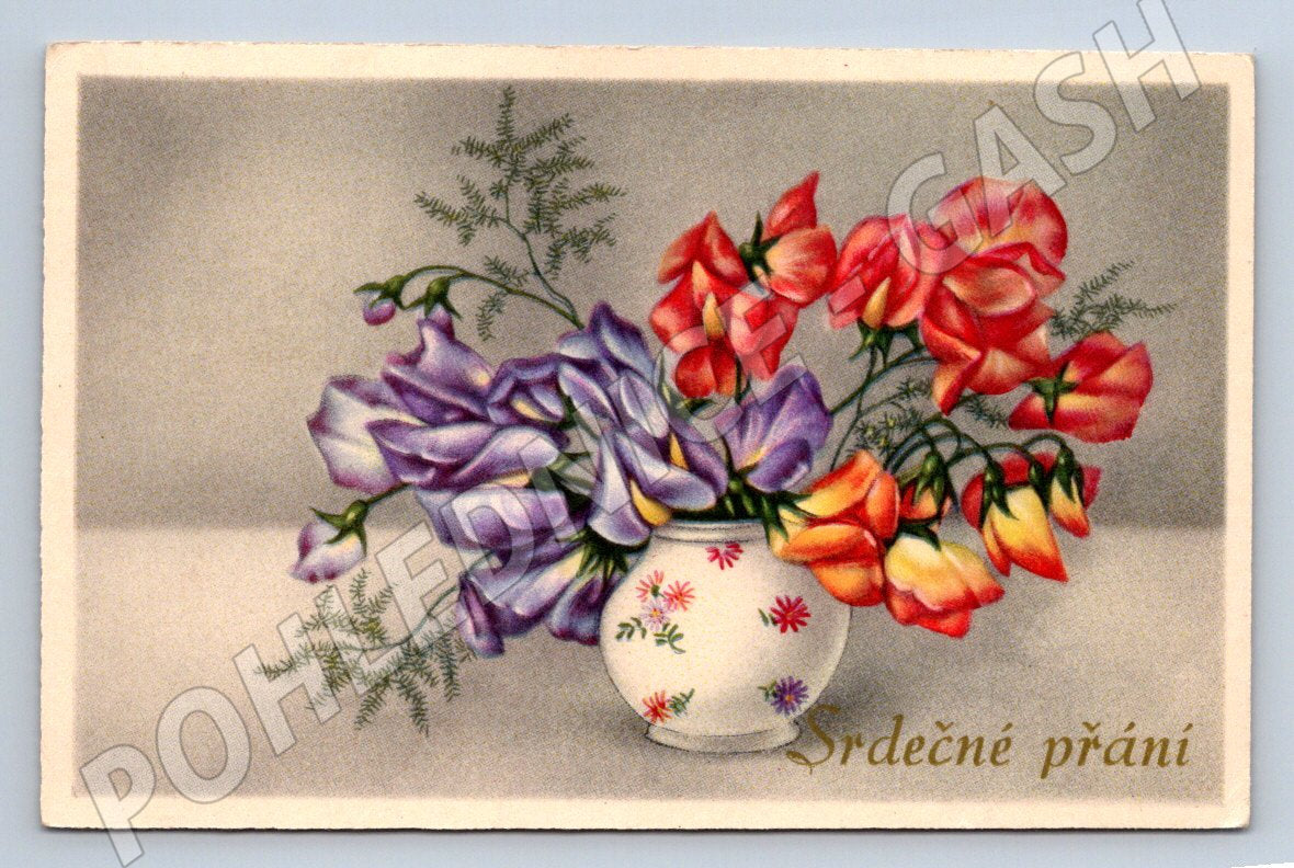 Srdečné přání květiny ve váze (M2449)