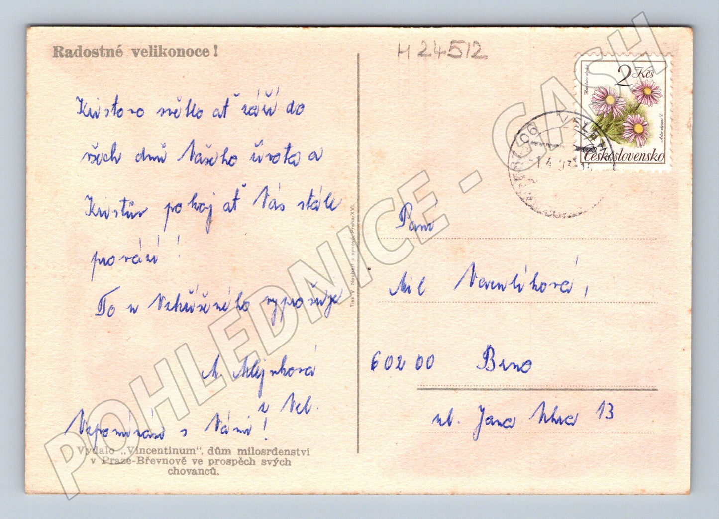 Pohlednice Velikonoční motiv zátiší 1947 (M24512)