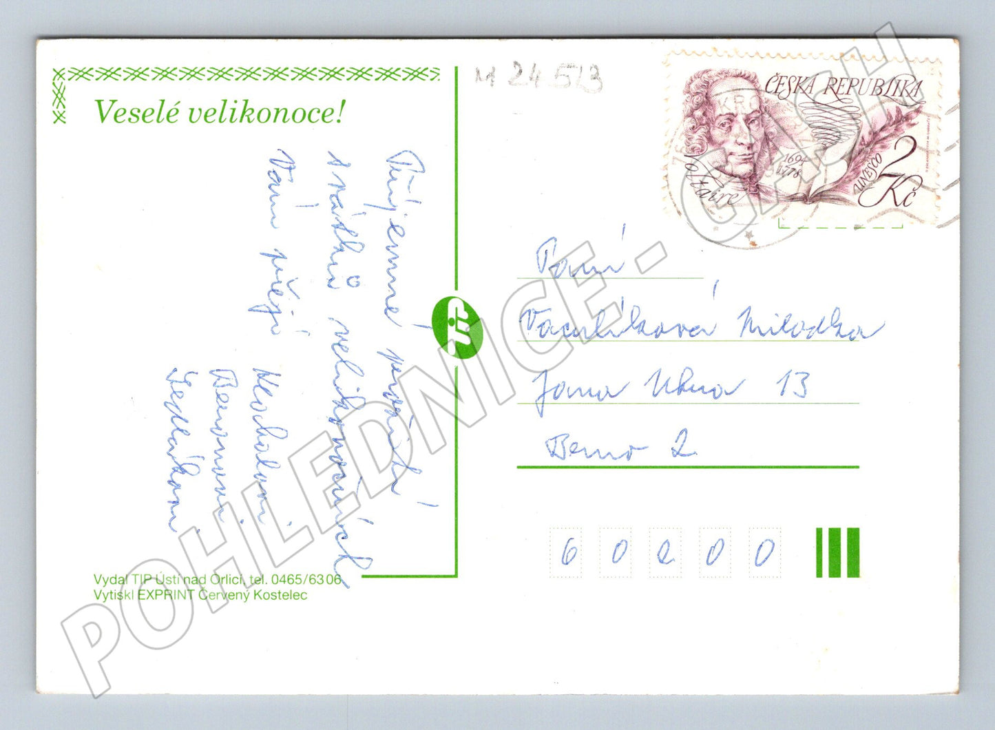 Pohlednice Velikonoční kuřátko vajíčko (M24513)