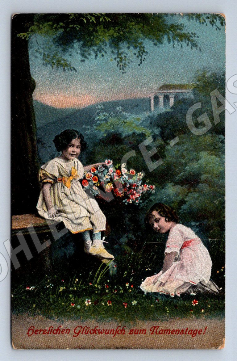 Dívky a květiny etnografická pohlednice (M2452)