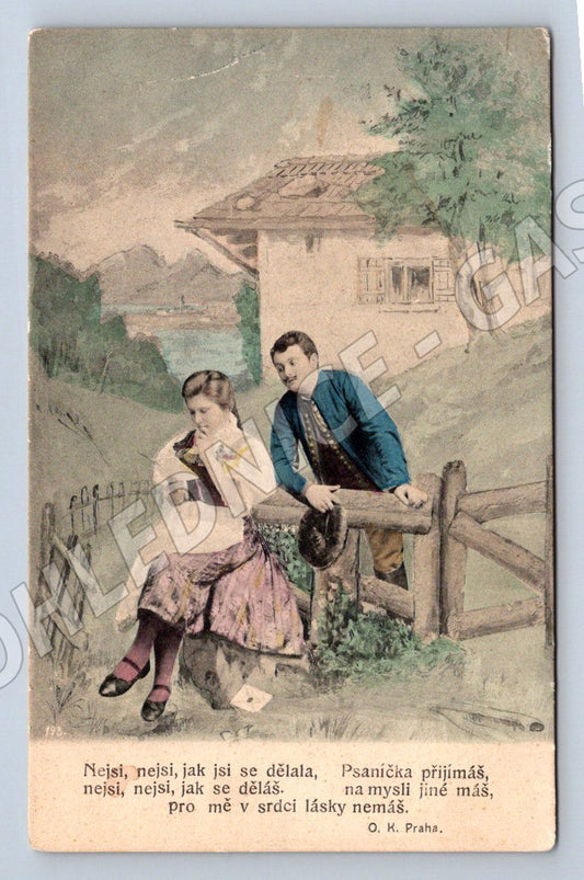 Venkovský pár v kroji etnografie (M2455)