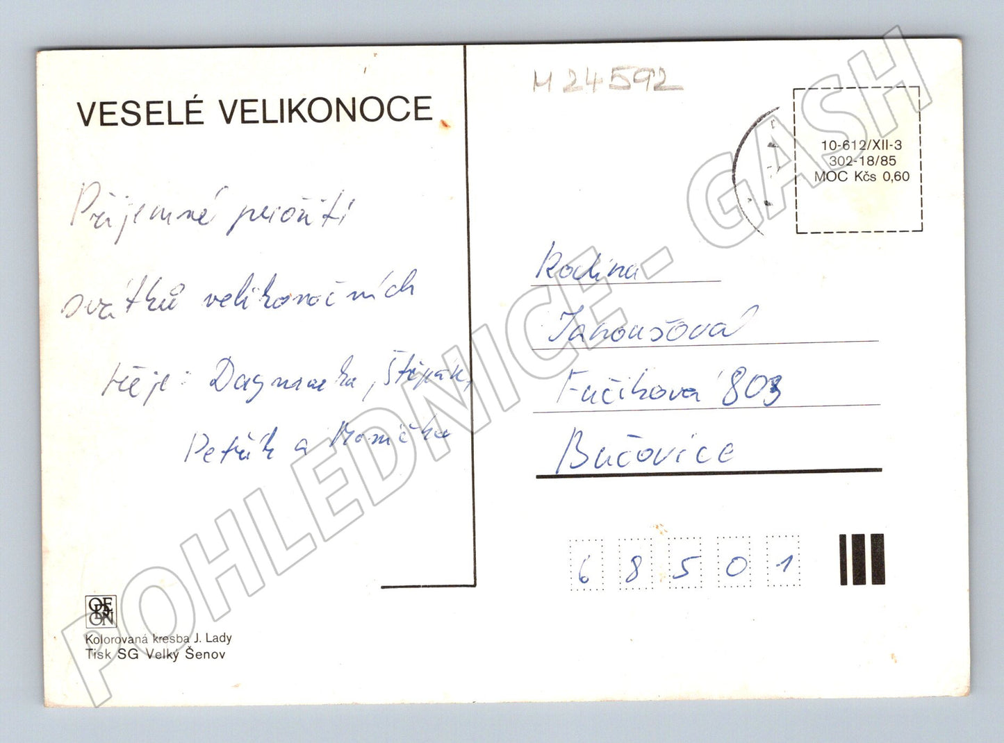 Pohlednice Josef Lada Velikonoce vesnice hrad 1939 (M24592)
