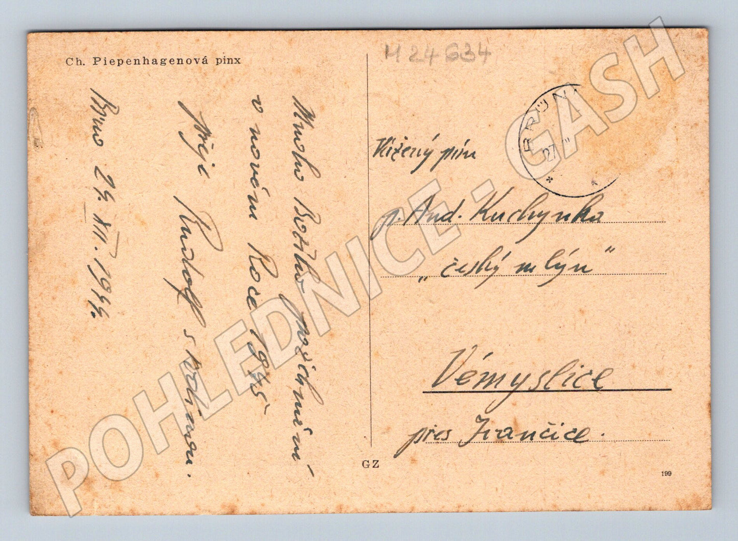 Pohlednice Horská řeka v lese 1944 (M24634)