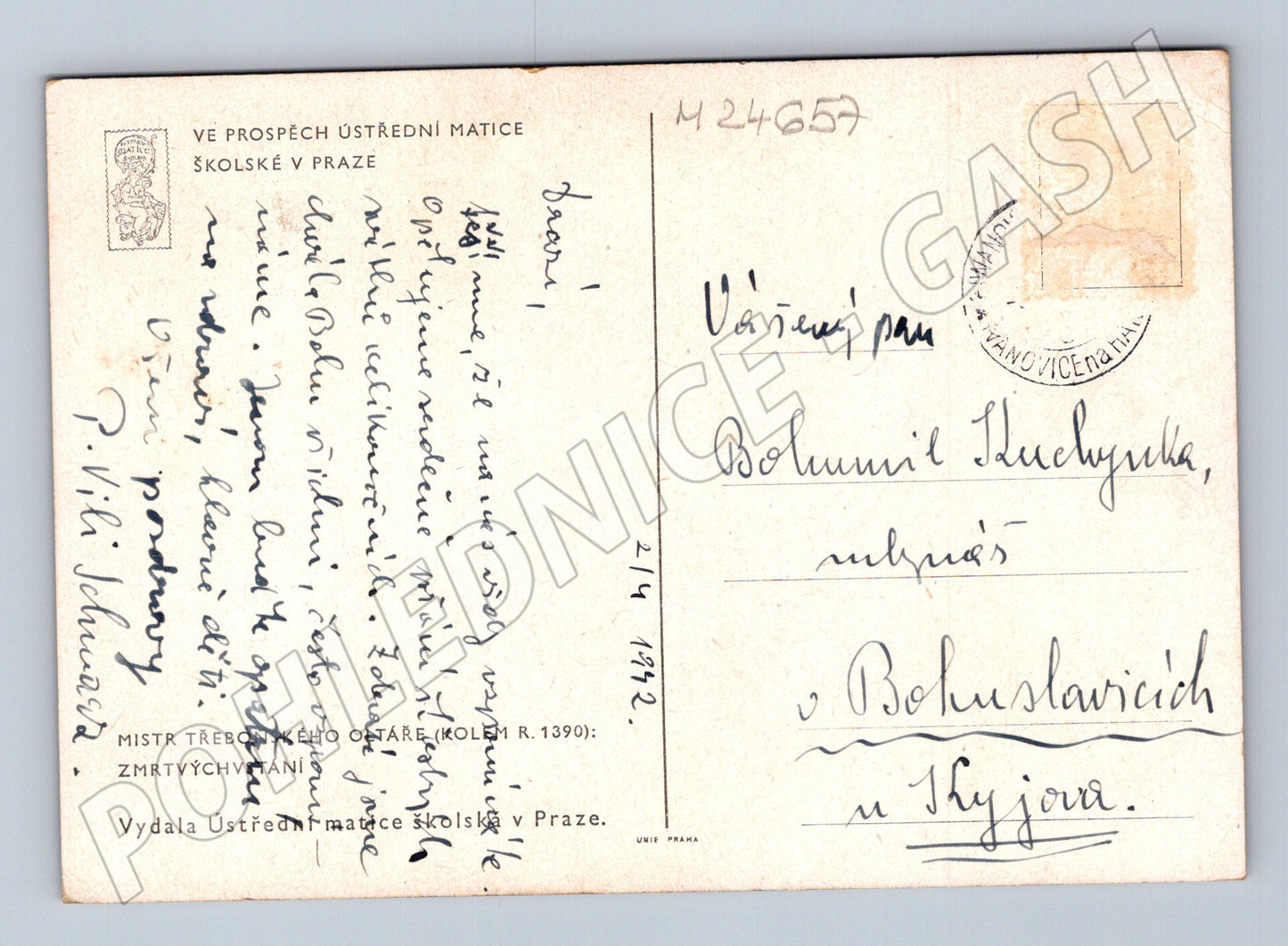 Pohlednice Mistr Třeboňského oltáře Zmrtvýchvstání 1942 (M24657)
