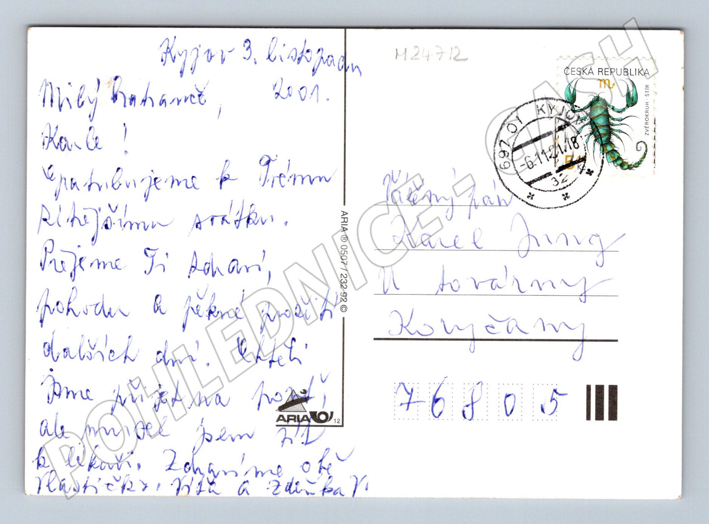 Pohlednice Kyjov blahopřání květiny 2001 (M24712)