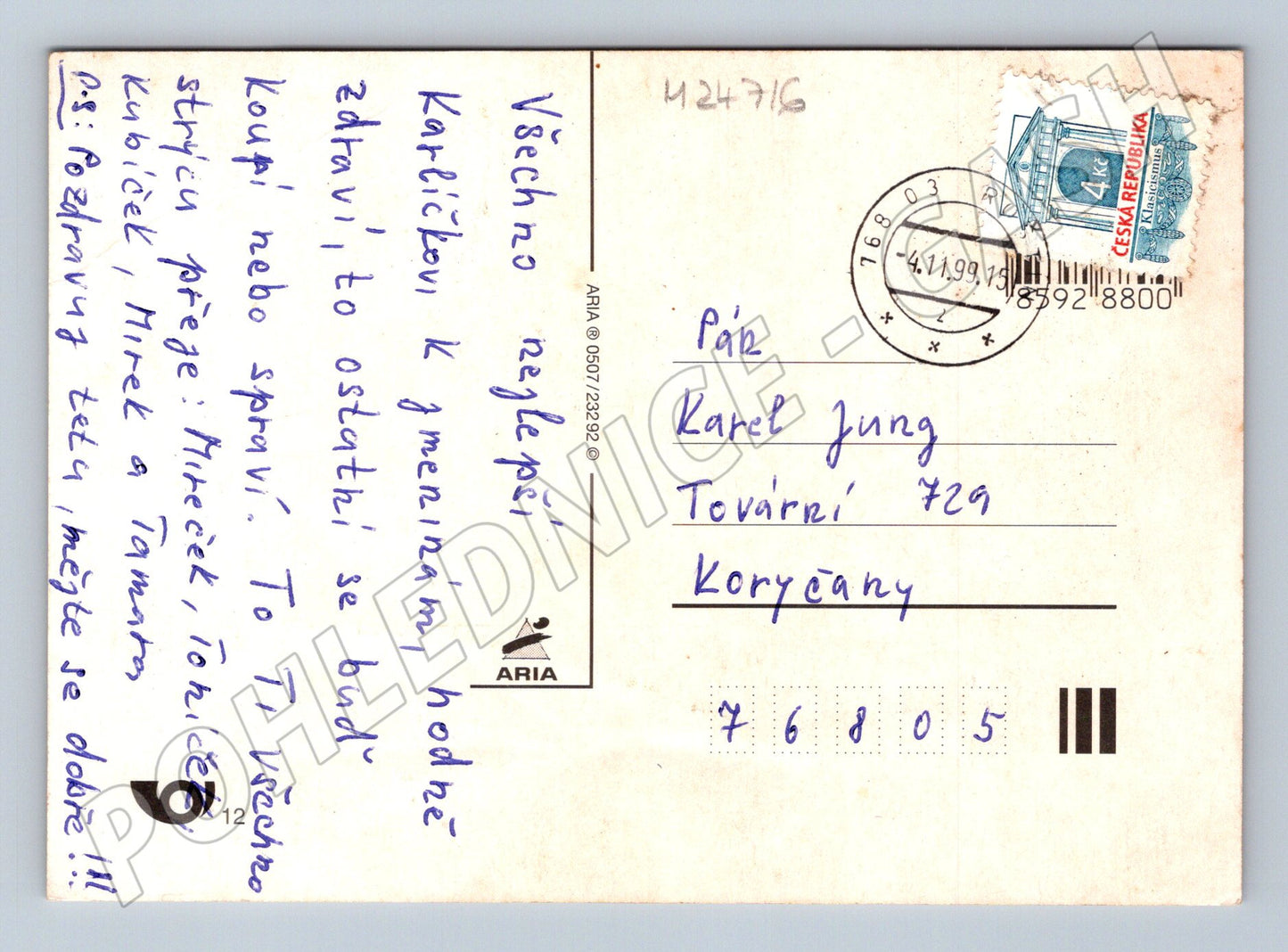 Pohlednice Kytice růžových orchidejí 1999 (M24716)