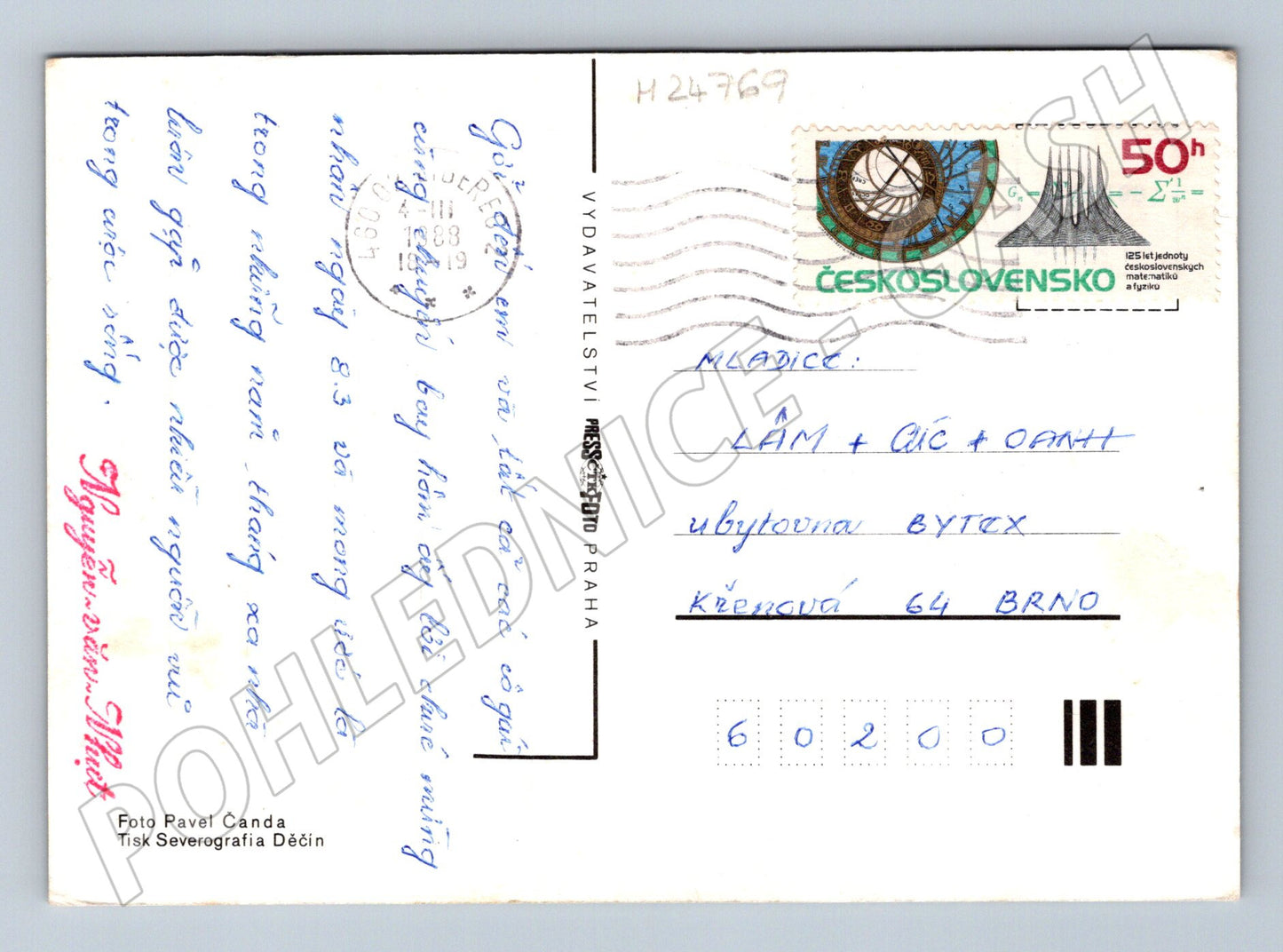 Pohlednice Kytice tulipánů a konvalinek 1989 (M24769)